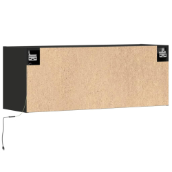 Ścienna szafka TV z LED, czarna, 100x31x35 cm