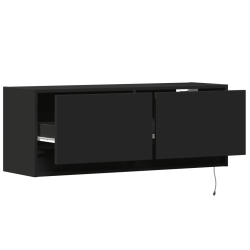 Ścienna szafka TV z LED, czarna, 100x31x35 cm