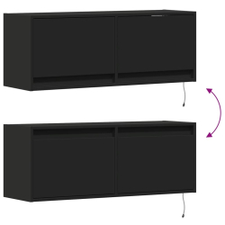 Ścienna szafka TV z LED, czarna, 100x31x35 cm