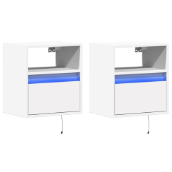 Ścienne szafki TV z LED, 2 szt., białe, 41x31x45 cm
