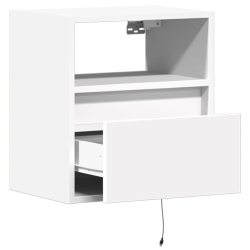 Ścienne szafki TV z LED, 2 szt., białe, 41x31x45 cm
