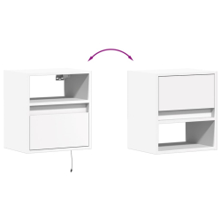 Ścienne szafki TV z LED, 2 szt., białe, 41x31x45 cm