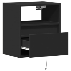 Ścienne szafki TV z LED, 2 szt., czarne, 41x31x45 cm