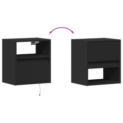 Ścienne szafki TV z LED, 2 szt., czarne, 41x31x45 cm