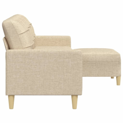 3-osobowa sofa z podnóżkiem, kremowa, 210 cm, tkaniną