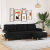 3-osobowa sofa z podnóżkiem, czarna, 210 cm, tkaniną