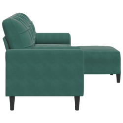 3-osobowa sofa z podnóżkiem, ciemnozielony, 210 cm, aksamit