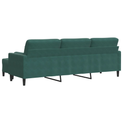 3-osobowa sofa z podnóżkiem, ciemnozielony, 210 cm, aksamit