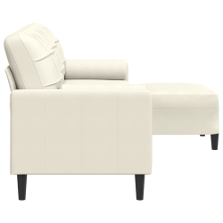 3-osobowa sofa z podnóżkiem, kremowa, 210 cm, aksamit