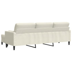 3-osobowa sofa z podnóżkiem, kremowa, 210 cm, aksamit