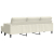 3-osobowa sofa z podnóżkiem, kremowa, 210 cm, aksamit