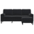 3-osobowa sofa z podnóżkiem, czarna, 180 cm, aksamit