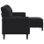 3-osobowa sofa z podnóżkiem, czarna, 180 cm, aksamit