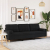3-osobowa sofa z poduszkami, czarna, 210 cm, obita tkaniną