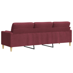 3-osobowa sofa z poduszkami, winna czerwień, 210 cm, tkanina