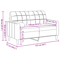 2-osobowa sofa z poduszkami, niebieska, 120 cm, aksamit