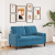 2-osobowa sofa z poduszkami, niebieska, 120 cm, aksamit
