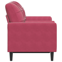 2-osobowa sofa z poduszkami, winna czerwień, 120 cm, aksamit