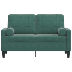 2-osobowa sofa z poduszkami, ciemnozielona, 120 cm, aksamit
