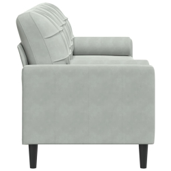 3-osobowa sofa z poduszkami, jasnoszara, 210 cm, aksamitna