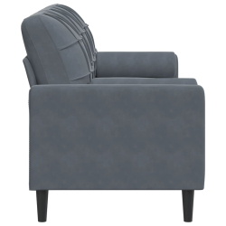 3-osobowa sofa z poduszkami, ciemnoszara, 180 cm, aksamit