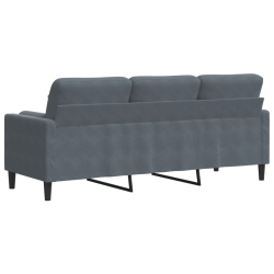 3-osobowa sofa z poduszkami, ciemnoszara, 180 cm, aksamit