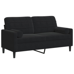 2-osobowa sofa z poduszkami, czarna, 140 cm, aksamit