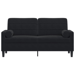 2-osobowa sofa z poduszkami, czarna, 140 cm, aksamit