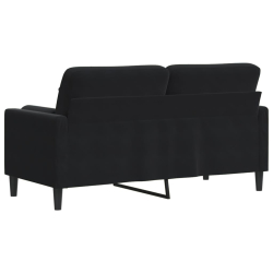 2-osobowa sofa z poduszkami, czarna, 140 cm, aksamit