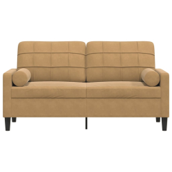 2-osobowa sofa z poduszkami, brązowa, 140 cm, aksamit