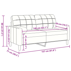 2-osobowa sofa z poduszkami, brązowa, 140 cm, aksamit