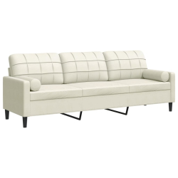 3-osobowa sofa z poduszkami, kremowa, 210 cm, aksamit