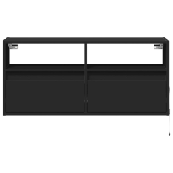Ścienna szafka TV z LED, czarna, 100x31x45 cm