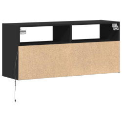 Ścienna szafka TV z LED, czarna, 100x31x45 cm