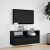Ścienna szafka TV z LED, czarna, 100x31x45 cm