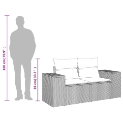 Sofa ogrodowa z poduszkami, 2-osobowa, jasnoszara, polirattan