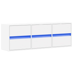 Ścienna szafka TV z LED, biała, 130x31x45 cm