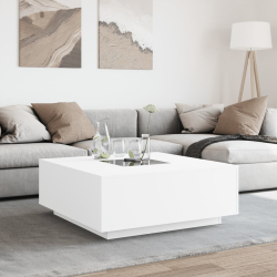 Stolik kawowy z LED Infinity, biały, 100x100x40 cm