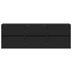 Ścienna szafka TV z LED, czarna, 130x31x45 cm