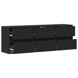 Ścienna szafka TV z LED, czarna, 130x31x45 cm