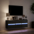 Ścienna szafka TV z LED, czarna, 130x31x45 cm
