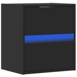 Ścienna szafka TV z LED, czarna, 41x31x45 cm