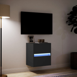 Ścienna szafka TV z LED, czarna, 41x31x45 cm