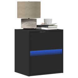 Ścienna szafka TV z LED, czarna, 41x31x45 cm