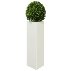 Donice ogrodowe, 2 szt., białe, trójkątne, 30x26x75 cm, stal