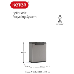 Keter Schowek do segregacji śmieci Split Basic, szaro-czarny, 85 cm