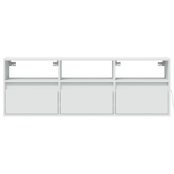 Ścienna szafka TV z LED, biała, 130x31x45 cm
