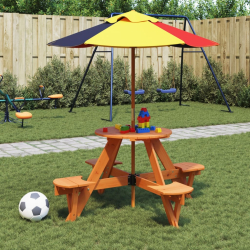 Stół piknikowy dla 4 dzieci, okrągły, z otworem na parasol