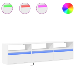 Ścienna szafka pod TV, z LED, biała, 180x31x45 cm