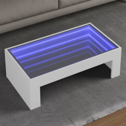 Stolik kawowy z LED Infinity, biały, 90x50x30 cm